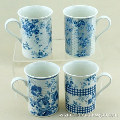 4-piece Vintage Design 9oz Mugs with Matching Display Box, Made of Fine China